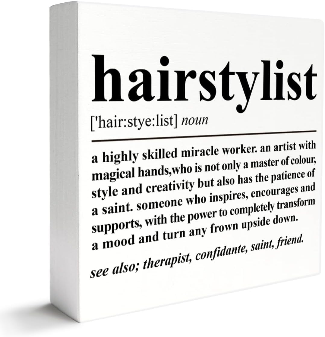 7x7 Inch Hairstylist Box Sign, Rustic Desk Decor Plaque