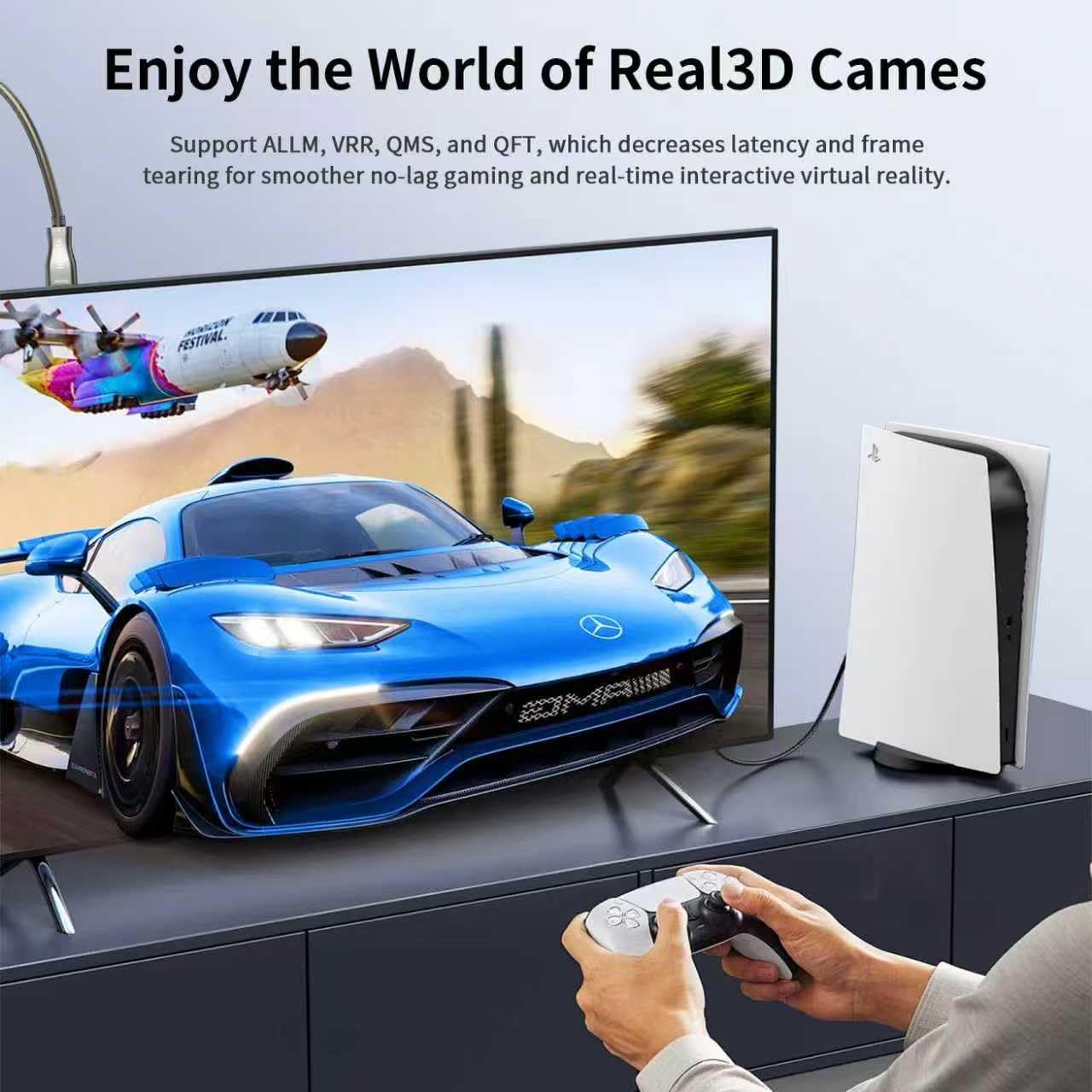 Cable de fibra óptica 8K 150M HDMl 2.1 8K @ 60HZ4K @ 120Hz Ultra HD HDMI AOC cable de alta velocidad 48 Gbps compatible con Dolby Horizon/HDCP2.2 y 2.3/eARC revestimiento de metal de transmisión de