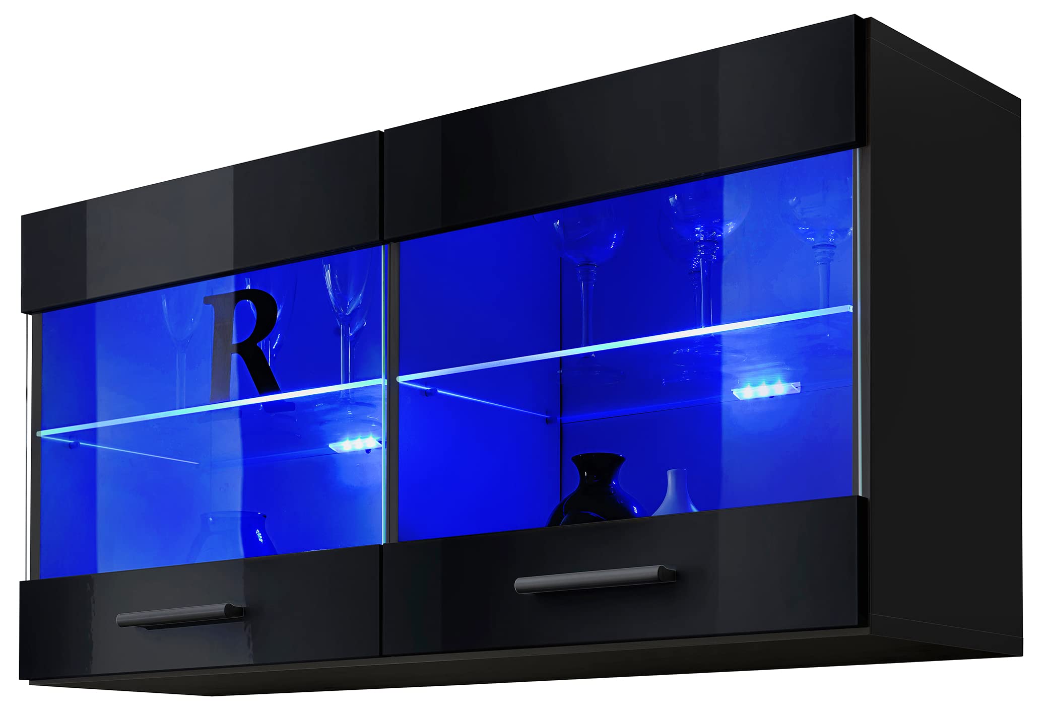 Komodee Vitrine Savona A2 Schwarz/Schwarz 100x50x30 cm