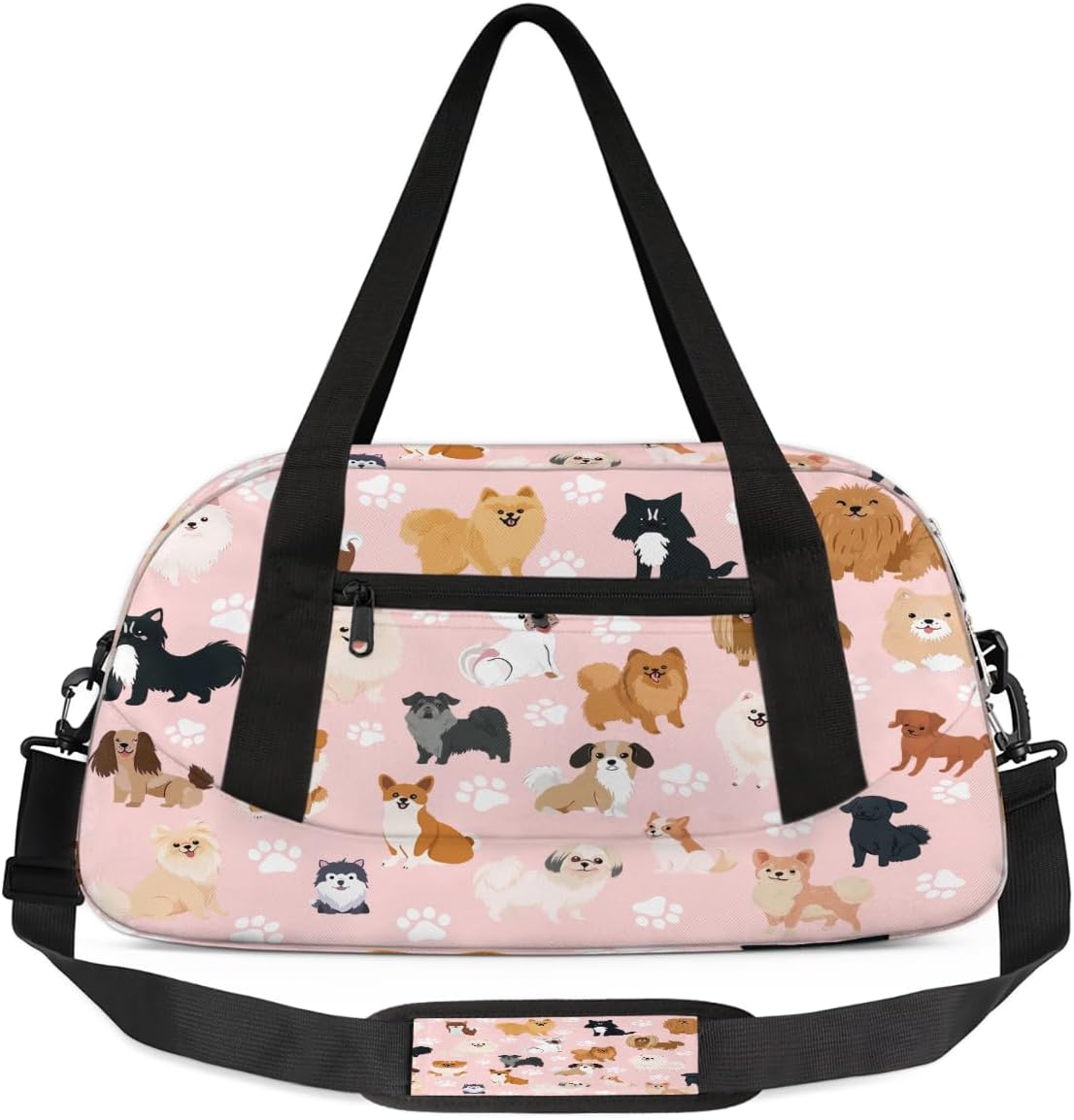 Pink Cute Paw Print Gym Bag for Women & Men - Small Travel Duffel Bag for Sports, Getaway, Overnight, Lightweight Weekender Bags, Workout, Dance Bag for Boys & Girls, Kids & Teens