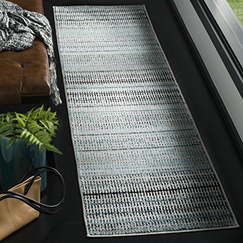 SAFAVIEH Skyler Collection 2' x 6' Blue/Grey SKY196C Stripe Non-Shedding Living Room Entryway Foyer Hallway Bedroom Runner Rug