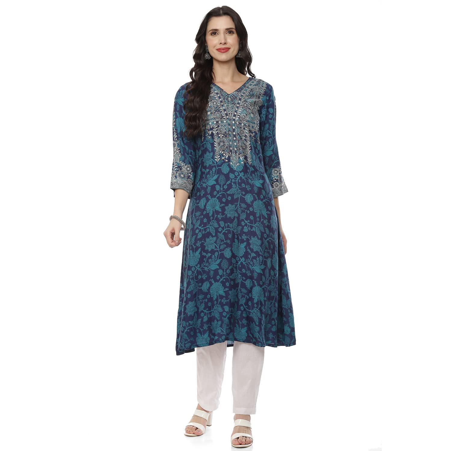 rangriti Blue Liva A-Line Kurta-picture-54