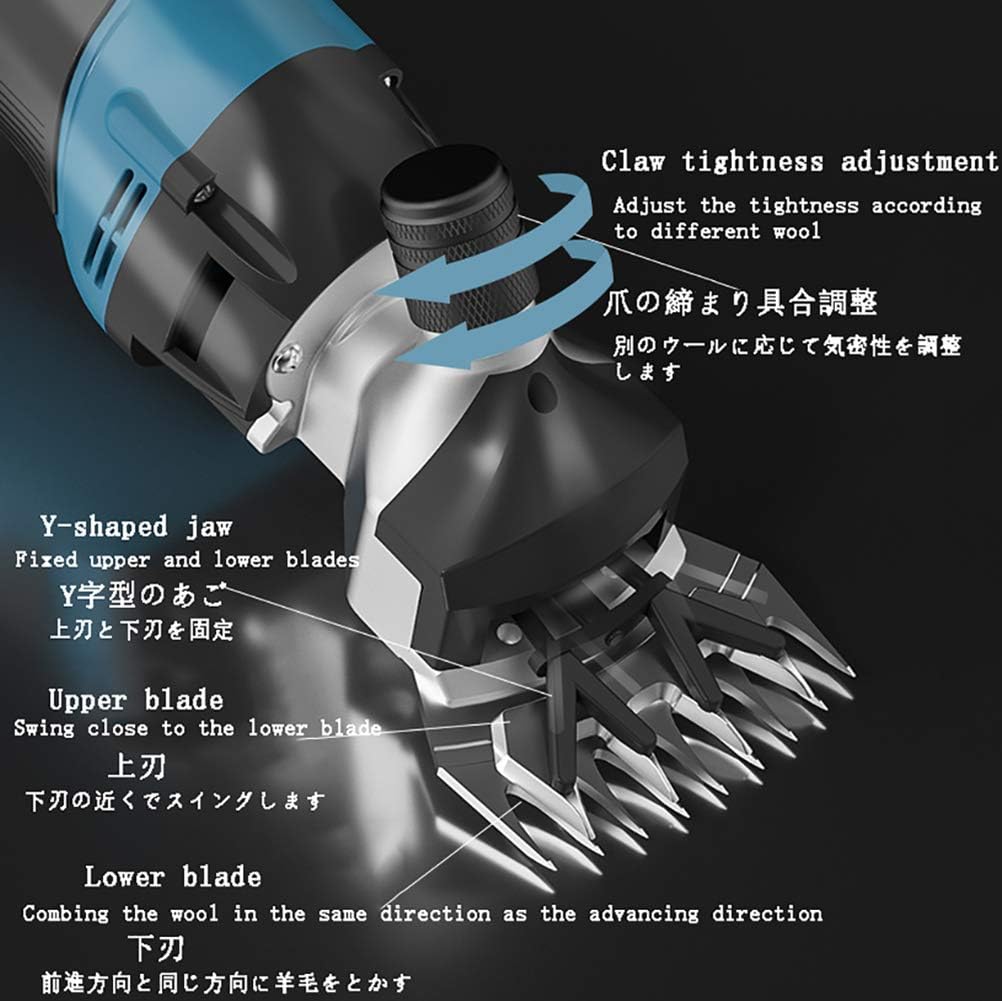 Livestock Electric Clipper,1300W Wool Shears 6 Speed Adjustable Electric Clippers to Shave Wool US/UK/EU/JP, can be Used for Sheep, Cattle and Horses,9 Tooth Curved Blade (13 Teeth Straight