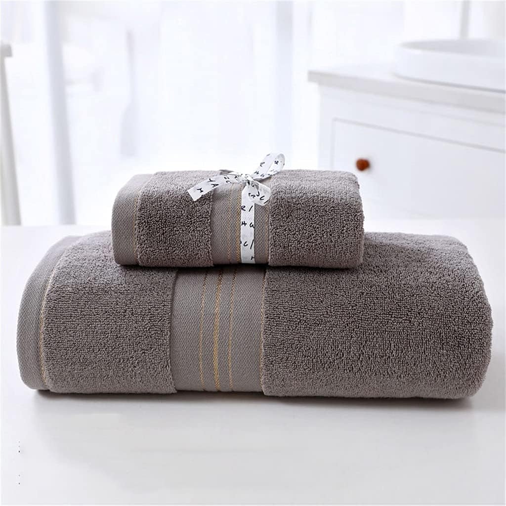 2-Piece Cotton Couple Bath Towel Towel Set Absorbent and Quick-Drying Soft face wash Towel(D)