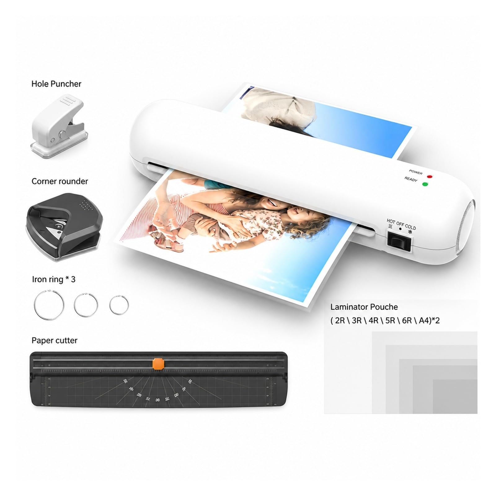 Laminator, Zestaw Maszyn Do Laminowania Biurkowego, Na Gorąco I Zimno, 9 Cali, A4 do domu i biura