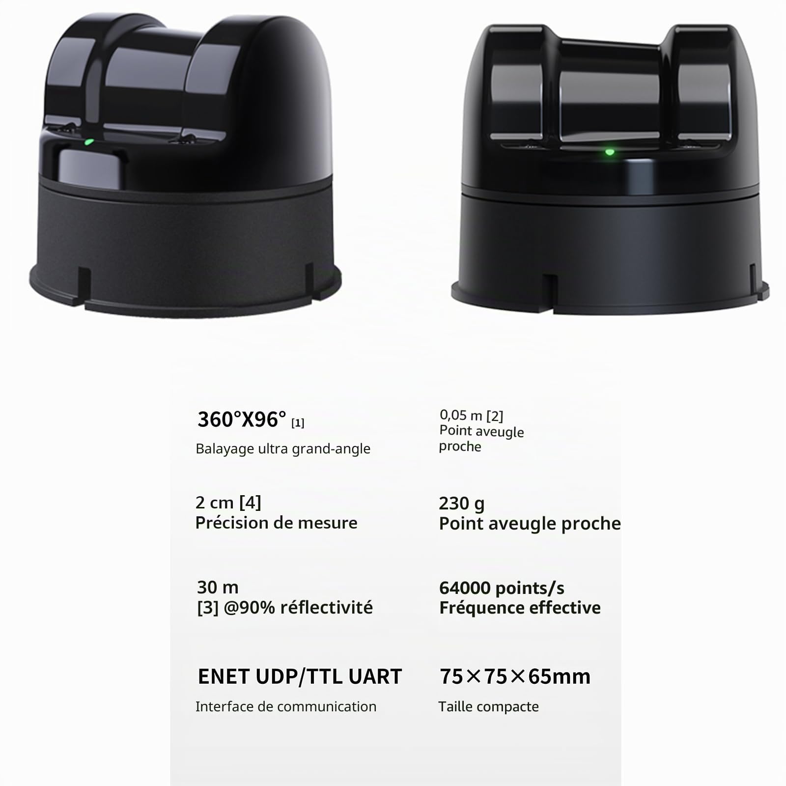 youyeetoo Unitree L2 4D 3D Lidar Scanner – 30 m 360° × 90° Omnidirectionnel Ultra Grand Angle Scanner – Fréquence d'échantillonnage 128000 points/s, RJ45 UDP – Unitree L1 Upgarde