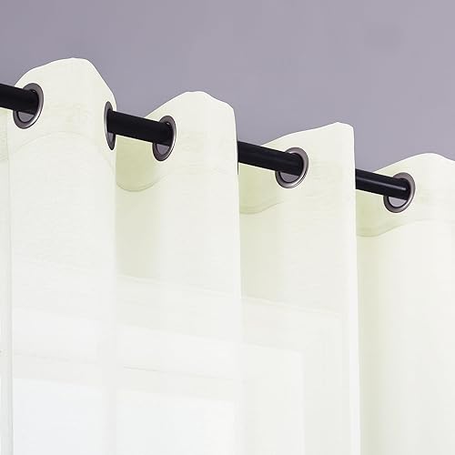 Miniatura 10 de KOUFALL Cortinas traslúcidas verdes de 84 pulgadas de largo para sala de estar, juego de 2 paneles de cortinas de Navidad con ojales para decoración