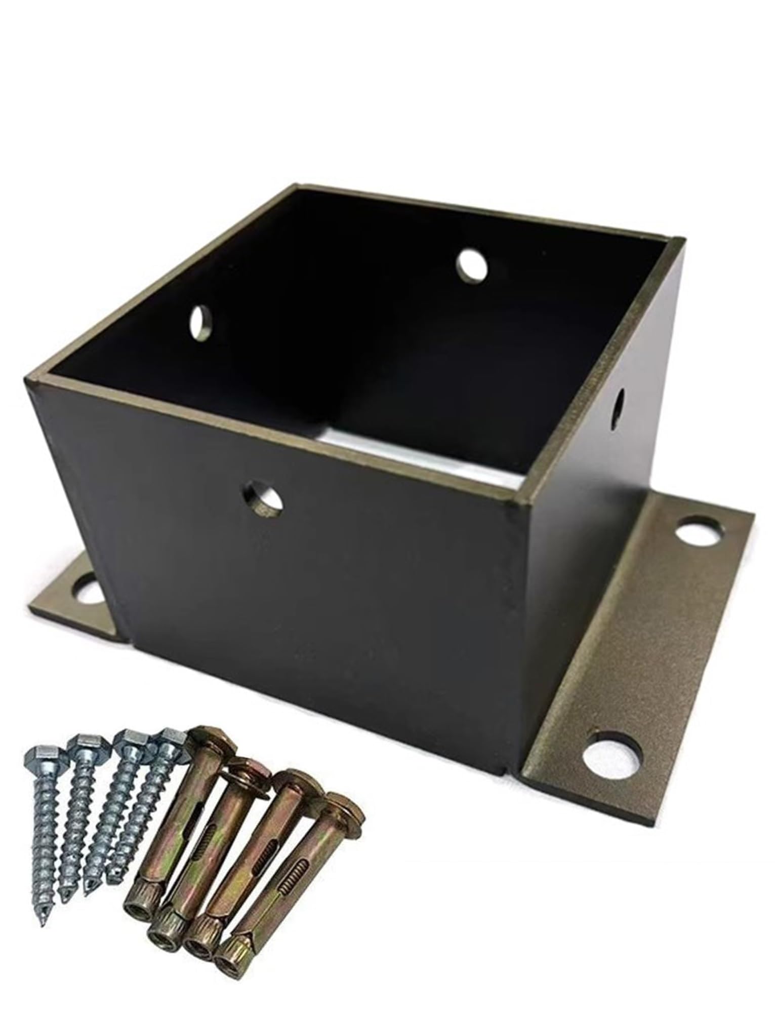 Anclaje de Poste de hormigón para terrazas, pérgolas, terrazas, Bridas de Suelo y Placas de cimentación de columnas de cercas con Kit de instalación (151 x 151 x 100 mm)