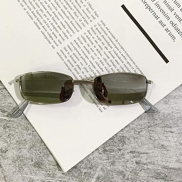 WQZYY&ASDCD Sunglasses Women Men Small Vintage Retro Shades Rectangle Uv400 Metal Square Frame Clear Lens Sun Glasses Eyewear Men Women Goggles
