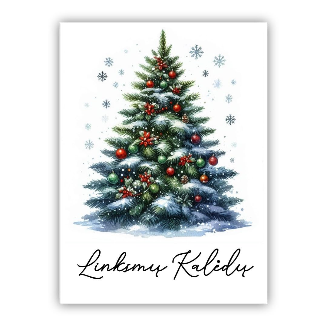 Multilingual Christmas Card – Merry Christmas Card in different languages (• Lithuanian – Linksmų Kalėdų)