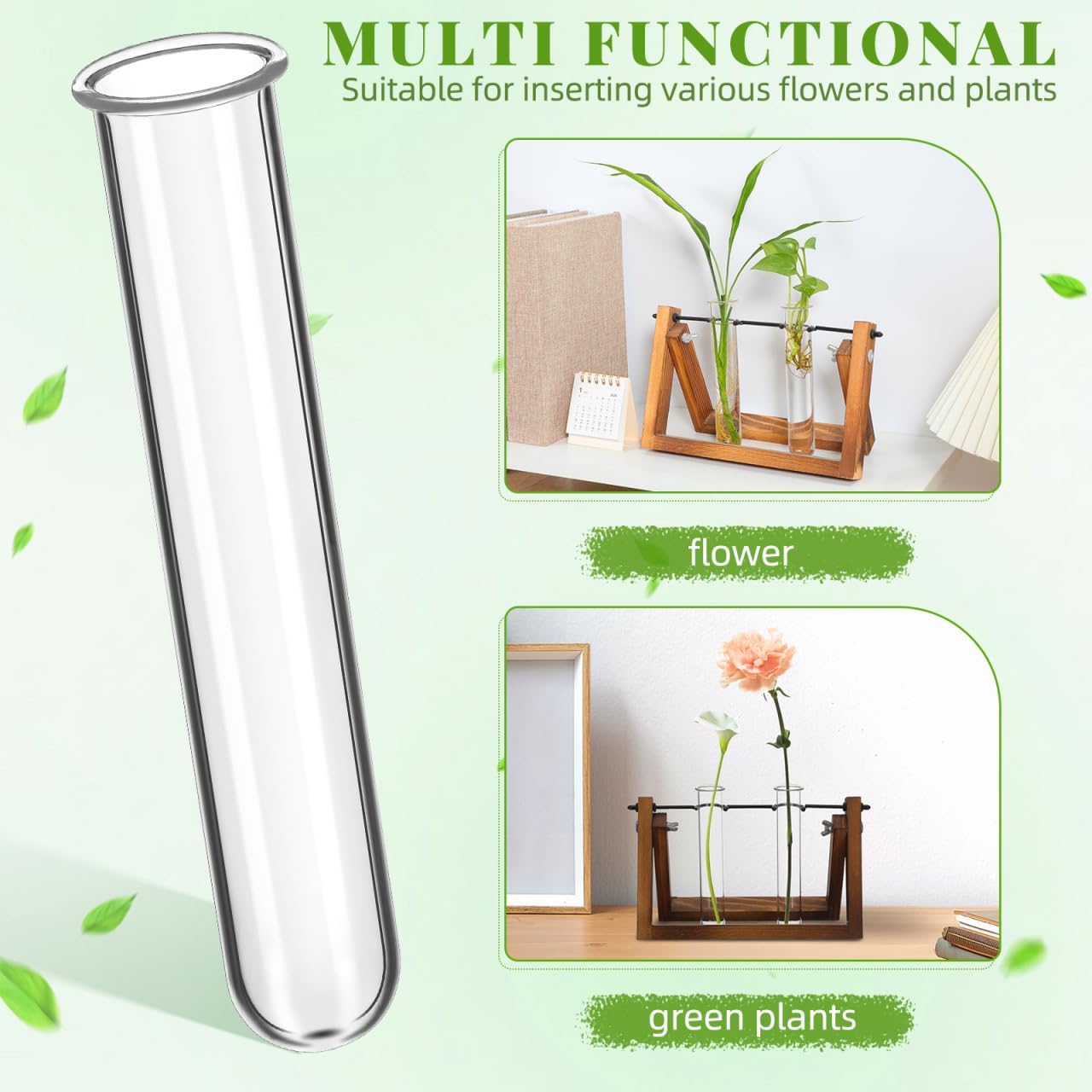Glass Test Tubes for Plants with Reinforced Rim, 4 Piece Clear 5.9" x 1.2" Borosilicate Propagation Tubes Vase for Hydroponic Plant Starter, Cuttings and Flower Arrangement