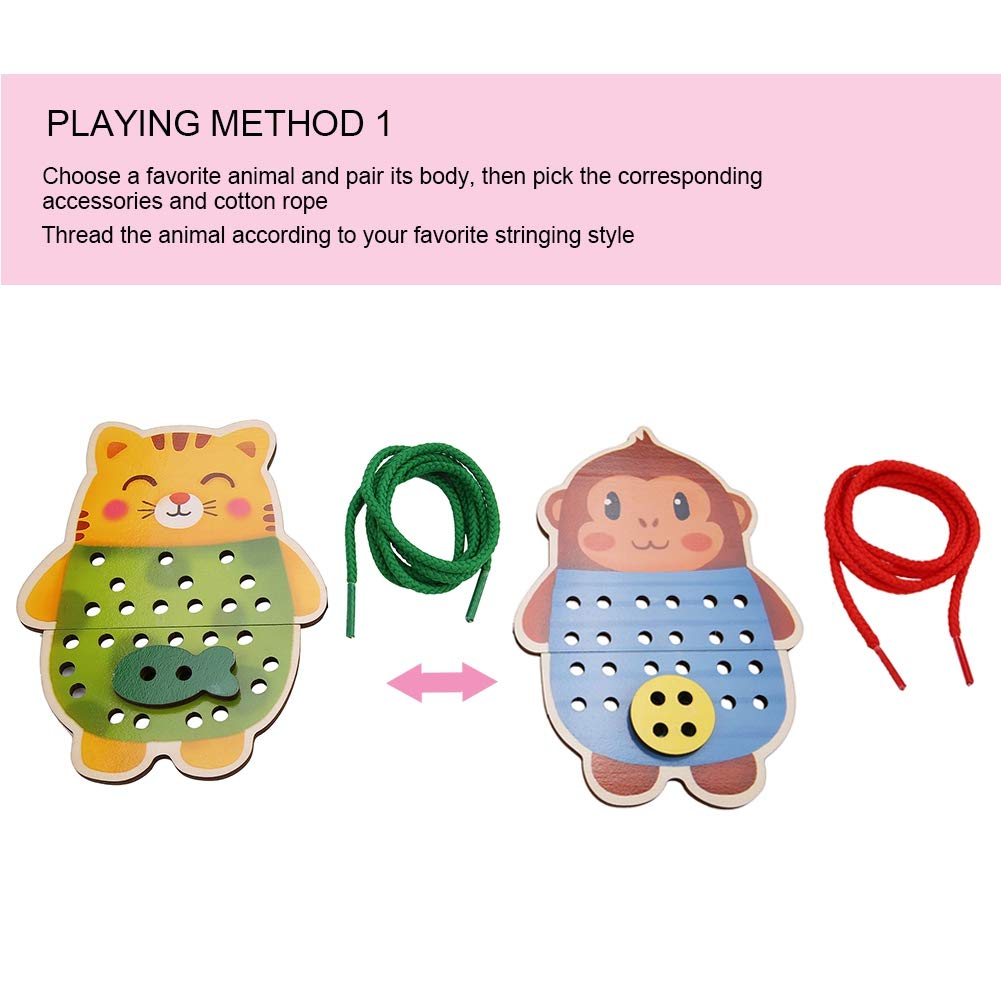 Kid Threading Board Toy, Children Cartoon Wooden Safe Non-Toxic Animal Threading Board Game Kids Educational Toy - Image 4
