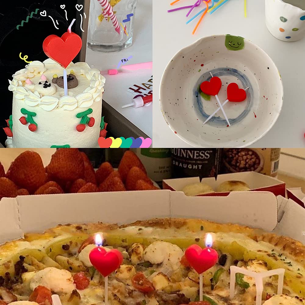Velas de cumpleaños en forma de corazón, velas de pastel de corazón, velas decorativas para cupcakes, 5 unidades