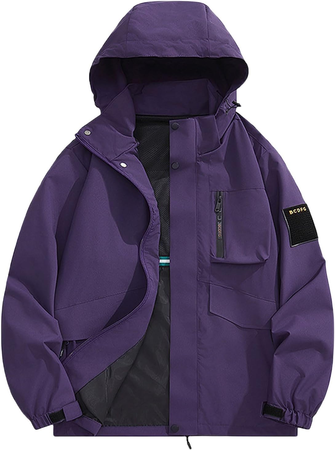 FZYLQY Mens Softshell Rain Jacket with Removed Hooded Windbreaker Lightweight Waterproof Jackets Raincoat for Hiking Outdoor