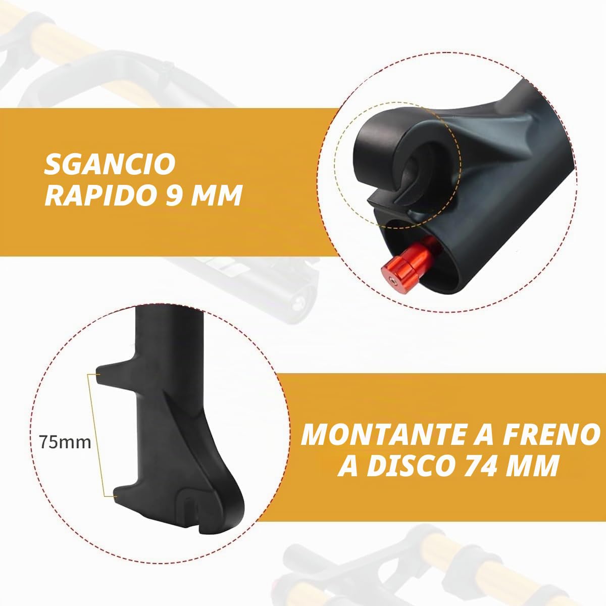 20 Pollici 4,0 Forcella Fat Bike Corsa 120mm Forcella Sospensioni Air Bici Ritorno Regolabile 1-1/8 Diritta Forcella Anteriore E-Bike Freno A Disco QR 9x135mm Blocco Manuale(Black)