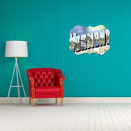 Miniatura 3 de Fastasticdeals Horizontal Home Decor Wall Sign Greeting from Vermont Houses Art Picture Frame Benelux Shape 18x12Inches