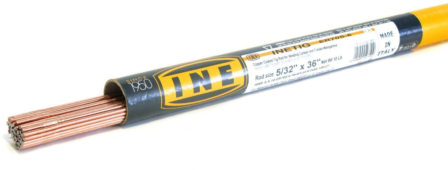INETIG ER70S-6 5/32 x 36-Inch on 10-Pound Tube Copper Coated Tig Rod for Welding Carbon Manganese Steels