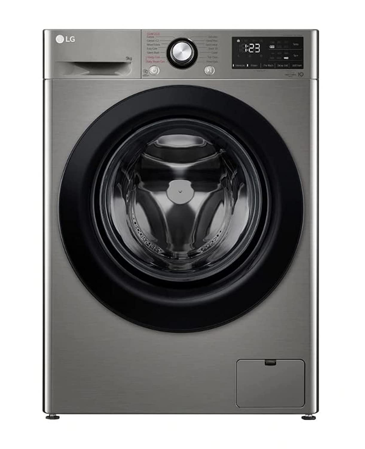 LG 9 Kg Front Load Front Washing Machine, Direct Drive Motor 1400 RPM 14 Programmers Color Silver Model - F4R3VYG6P - ( international Version ).