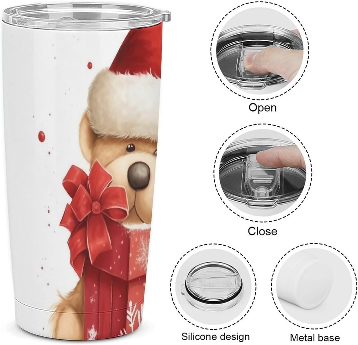 Stainless Steel Tumbler Insulated Santa Hat Gift and Merry Christmas Printed Insulated Cup for Travel Reusable Car Cup