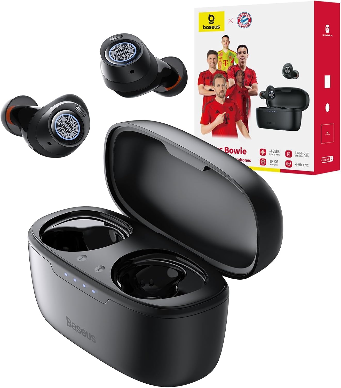 Baseus Bowie MA10 Wireless Bluetooth Headphones with -48 dB ANC, 140 Hours Playtime, IPX6 Waterproof, 4 ENC Mics, 0.038s Low Latency, Bluetooth 5.3