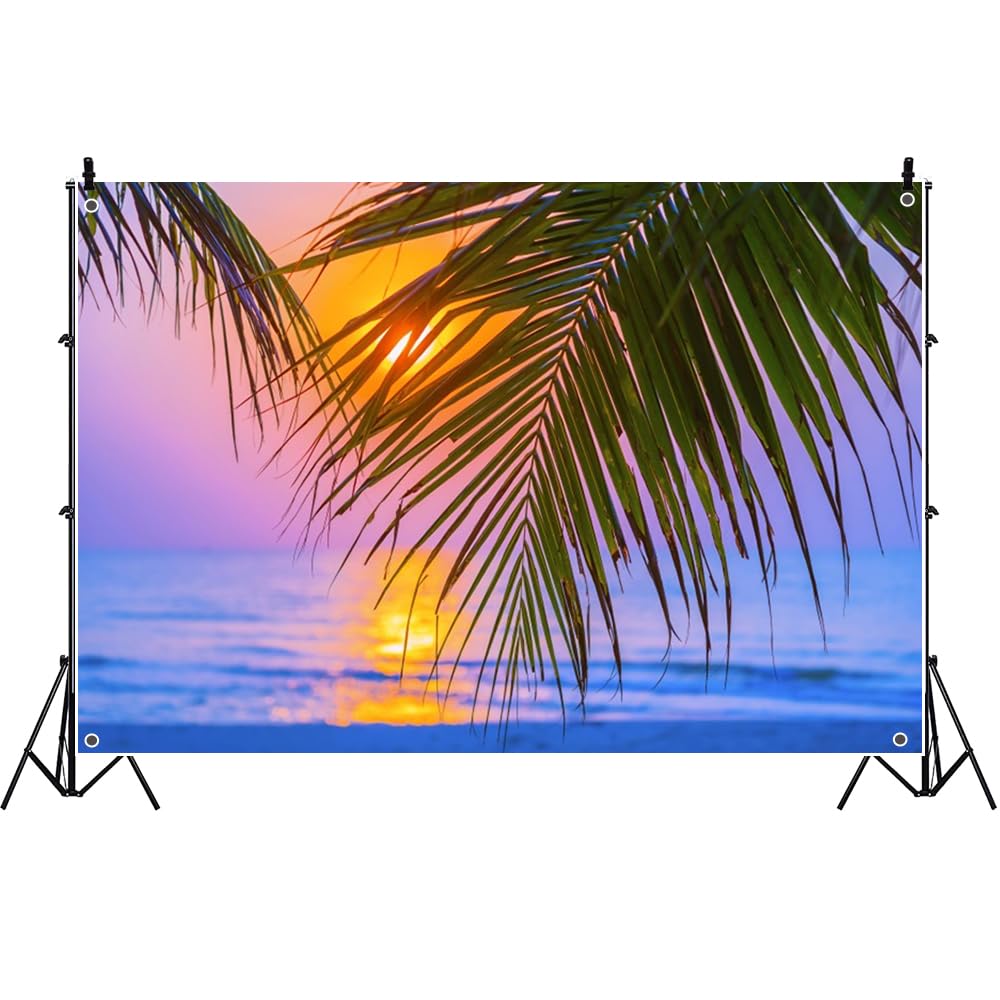Amazon | Qinunipoto 海の背景布 夏の海辺撮影布 2.5x1.8m 海辺の夕陽