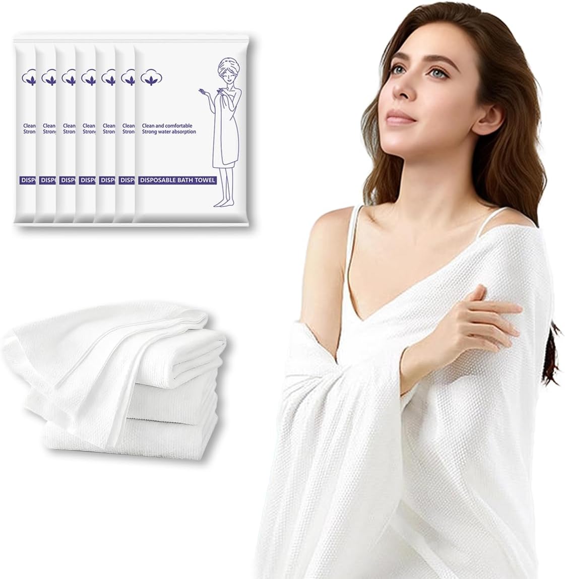 5 Pack Disposable Travel Bath Towels Sheets Extra Large 55"x27.5",Soft Disposable Dry Towel Washcloths Shower Towels for Body Travel Bathroom,Quick Dry Camping Towel Hair Swimming Gym Pet Towels