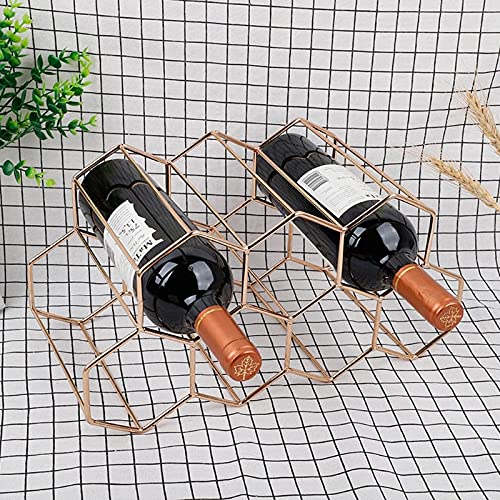 Soporte para botellas de vino moderno en rejilla hexagonal negro miniatura 4