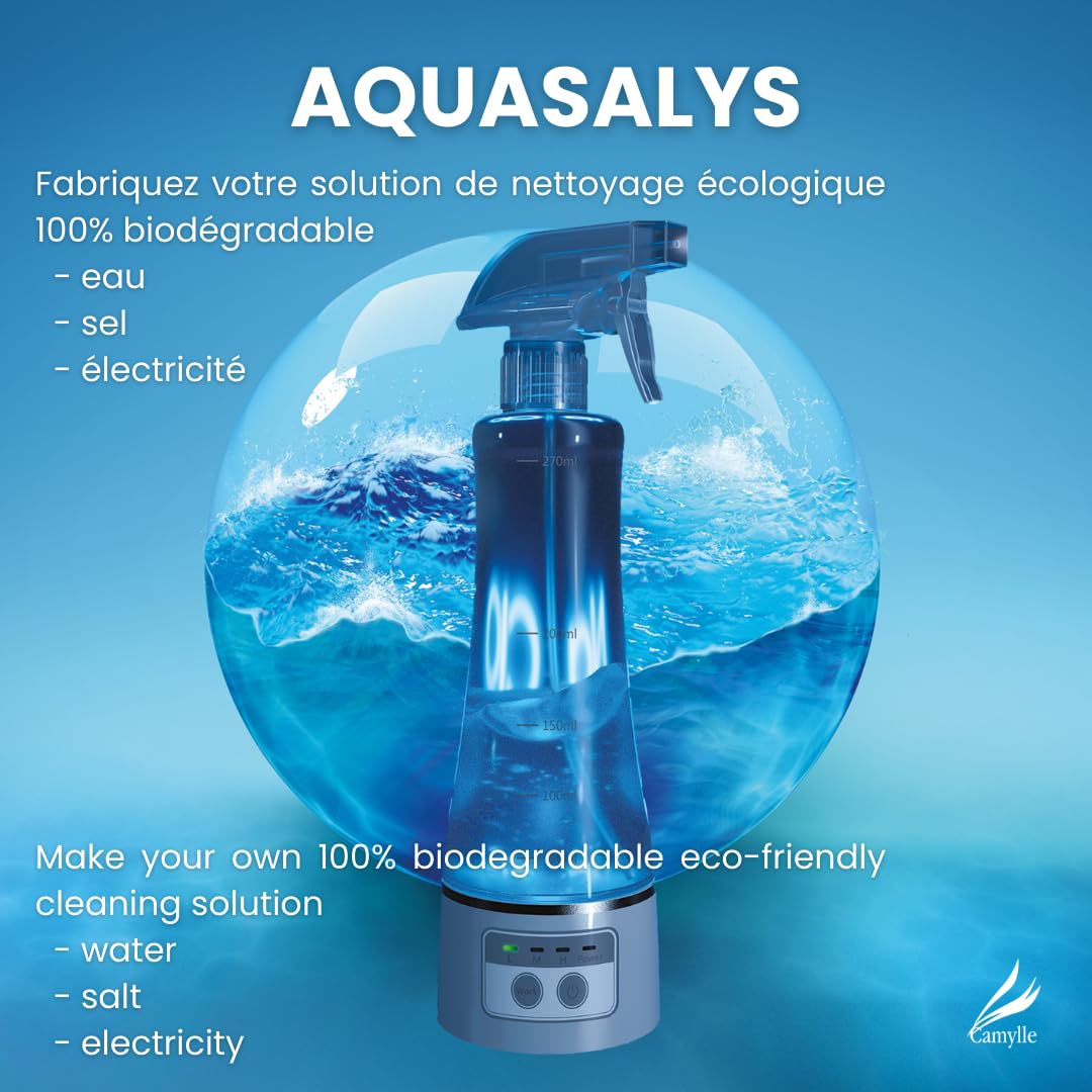 Camylle - Generador AQUASALYS - Haga su propio desinfectante 100% biodegradable - - 270ml