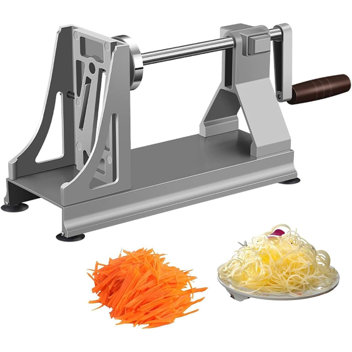 Rallador giratorio con manivela, cortador de verduras multifuncional con 3 cuchillas intercambiables para uso en cocina