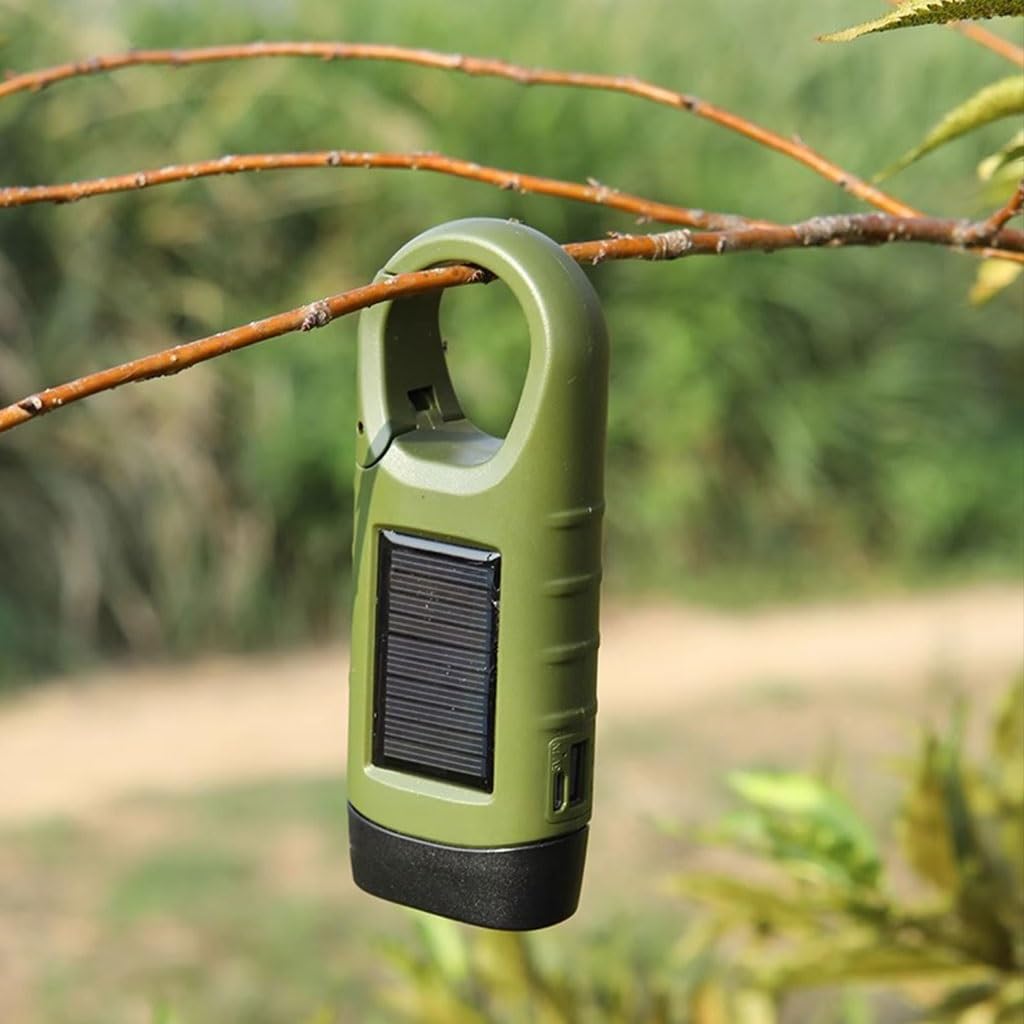 Torcia ad Energia Manuale Torcia elettrica a manovella alimentata ad energia Solare, Piccola Torcia elettrica Portatile a Dinamo, per attività all'aperto, Sport, Escursionismo(Army Green,14.5cm*2)