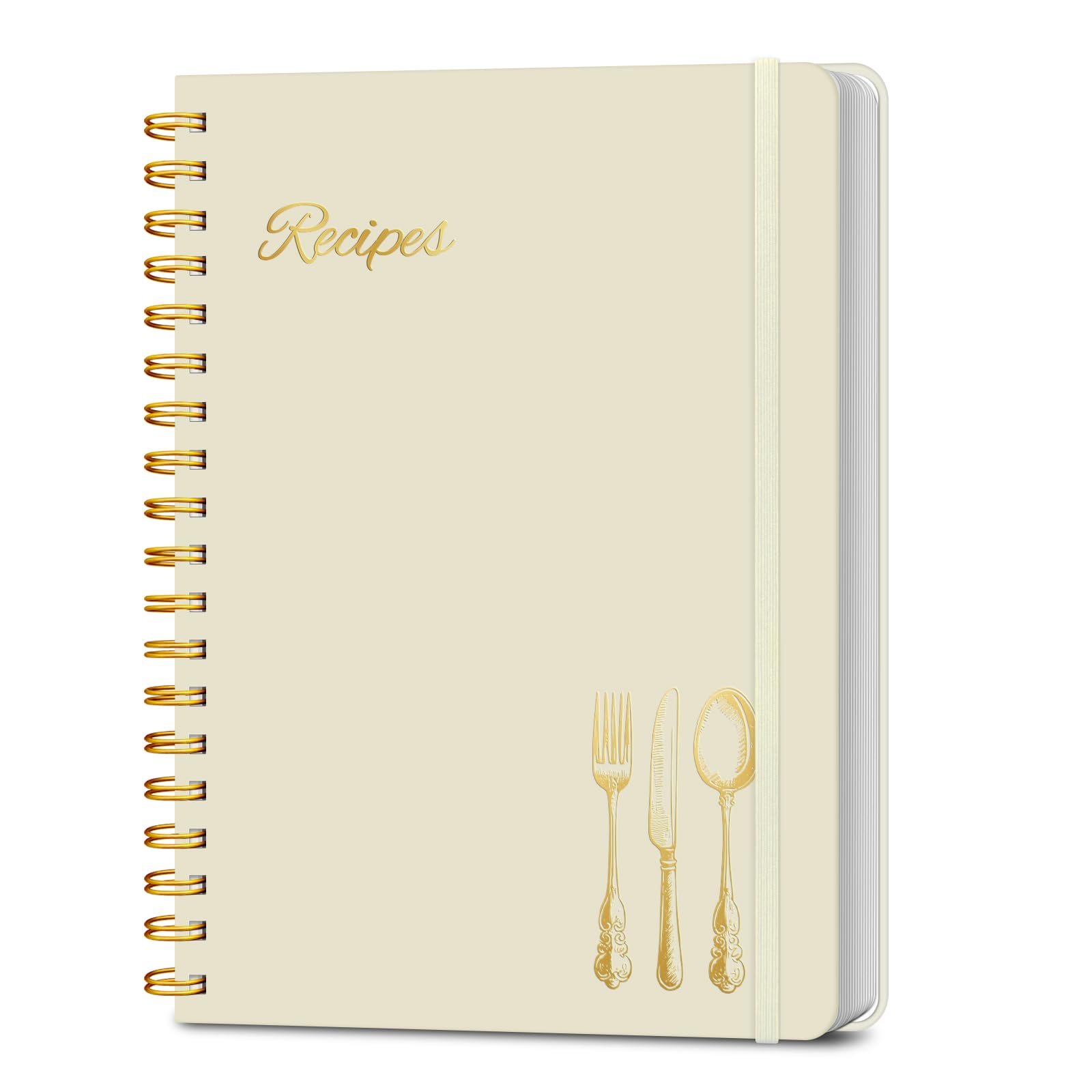 LuBudingJoy Blank Recipe Journal: Spiral Hardcover Cookbook to Personalize (130 Recipes)