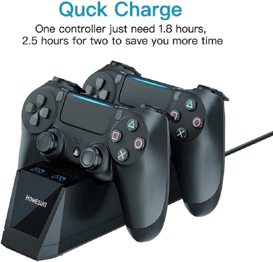 PS4 Controller Charger,Homesuit PS4 Charging Station with Dual Shock USB and Led Indicator for Sony PlayStation 4/PS4/PS4 Slim/PS4 Pro Controller,PS4 Charger