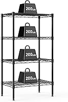 DUMOS 4-Tier Heavy Duty Metal Wire Shelving Unit - Adjustable 200lb Rack for Kitchen Garage Bathroom Pantry, 23.3x13.4x47" Black