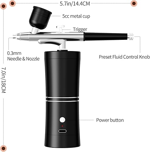 Miniatura 7 de Kit de aerógrafo portátil con compresor de aire para uñas, compresor de aerógrafo, compresor de aerógrafo, máquina de aerógrafo de uñas de alta