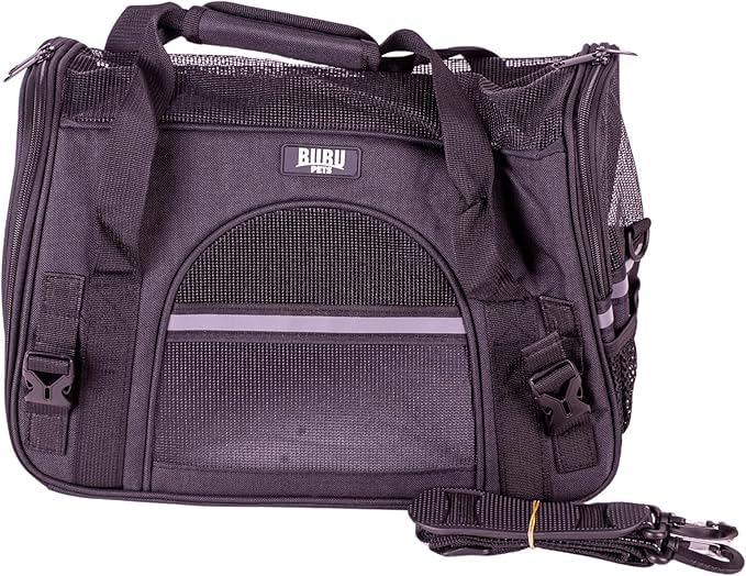 Quibropets Bubupets - Trasportino per cani e gatti - Zaino da viaggio resistente e confortevole - 40 x 20 x 26 cm - fino a 8 kg - nero