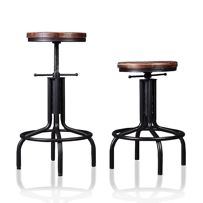 Buy Lisuden Set of 2 Industrial Bar Stools Industrial Farmhouse bar stools Swivel Stool Counter
