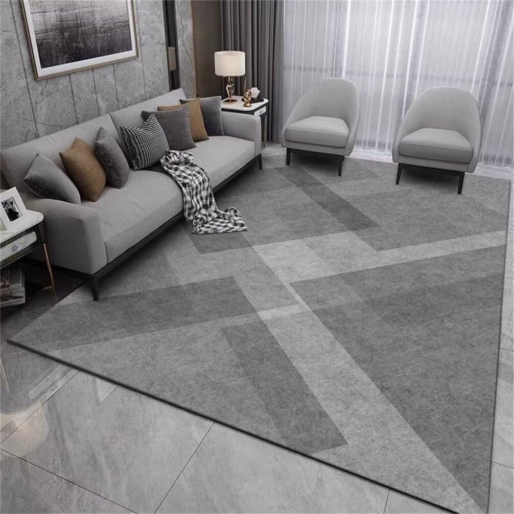 Tapis de salon gris 250x300cm avec des rayures modernes pour adolescents