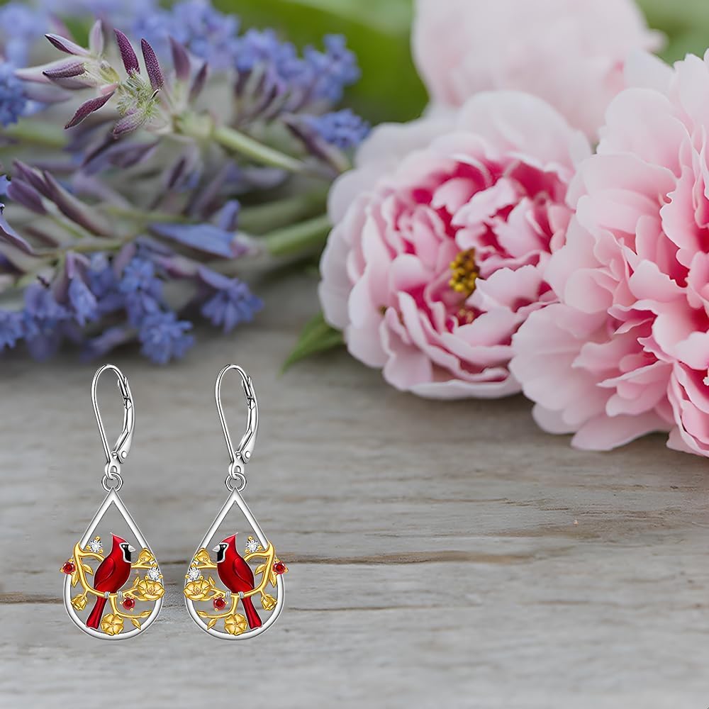 Cardinal Earrings for Women Red Cardinal Earrings Dangle Sterling Silver Bird Cardinals Jewelry Memorial Mothers Day Gifts - Image 8