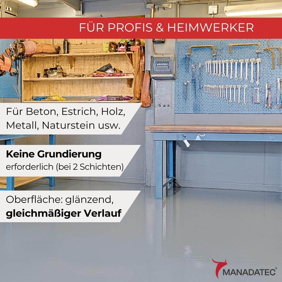 2K Epoxidharz Bodenbeschichtung Set - bis 50 m² - Garage Keller Werkstatt - RAL 8004 Kupferbraun - Abriebfest, lösemittelfrei, geruchsneutral I Garagenbodenbeschichtung B471