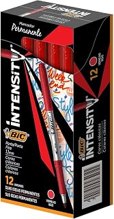 Pincel Marcador, Bic, Permanente, Marking, Ponta 1.1Mm, Vermelho, Caixa com 12 Unidades