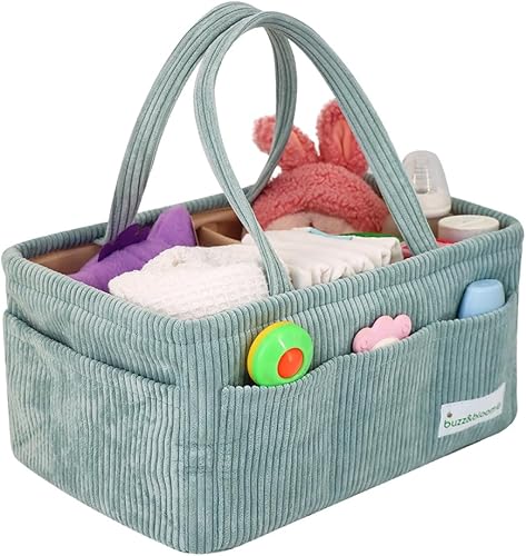 Miniatura 5 de Buzz&Bloom Organizador de pañales para bebé, elegante cesta de almacenamiento para artículos esenciales para recién nacidos y estación de pañales,