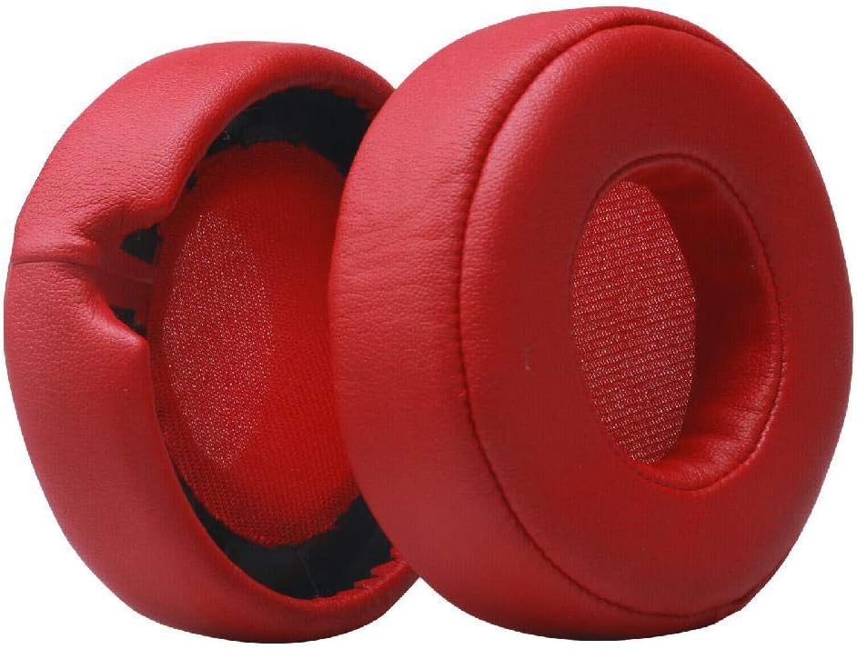 Replacement Pro Ear Pads Protein Leather & Memory Foam Earpads Ear Cushion Cups Cover Repair Parts Compatible with Monster Beats by Dr. Dre Pro Detox Headphones Red