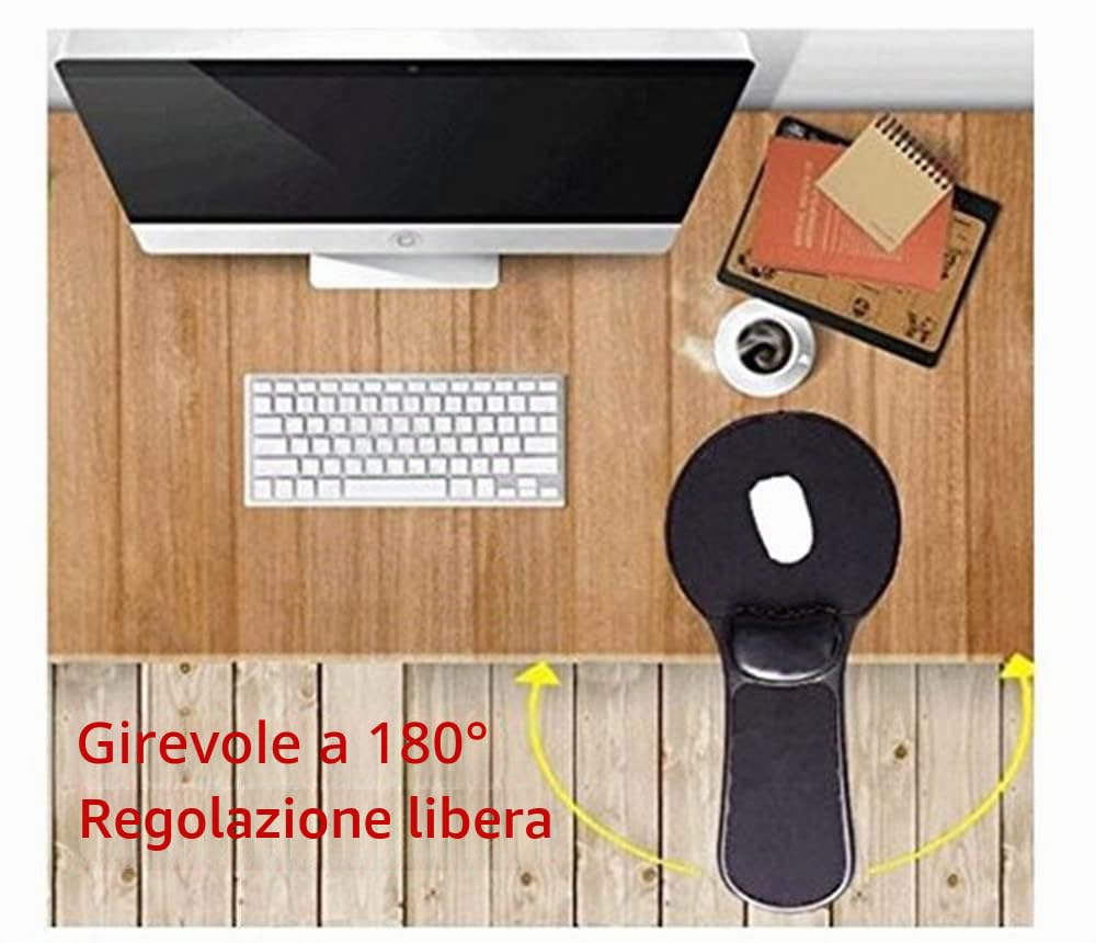 XICHEN® Poggiapolsi regolabile di alta qualità per computer – Scrivania e sedia doppio scopo attaccabile per casa e ufficio – Tappetino per mouse ergonomico (nero)
