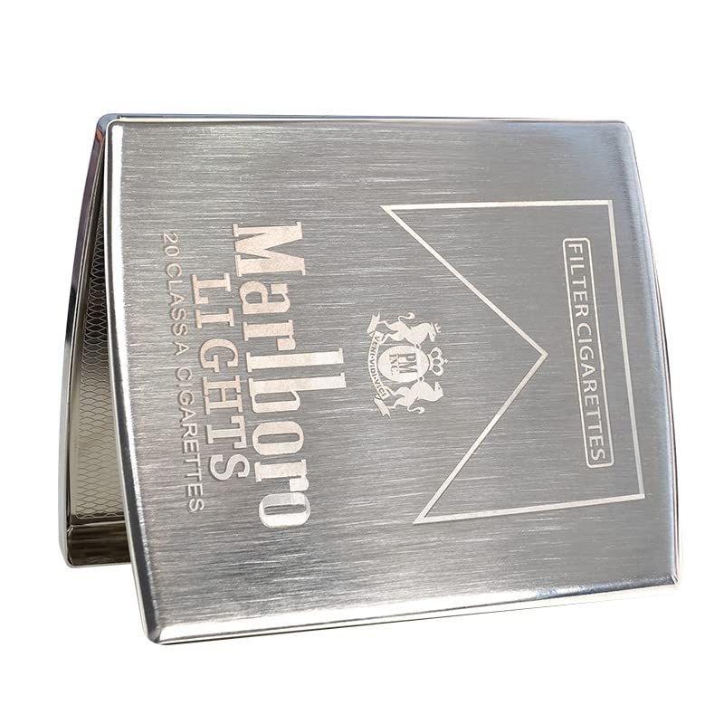 marlboro metal cigarette case Amazon.com: Metal Cigarette Case King Size 85mm 20 Capacity Heavy-Duty,  Moisture-Proof, Secure Clasp