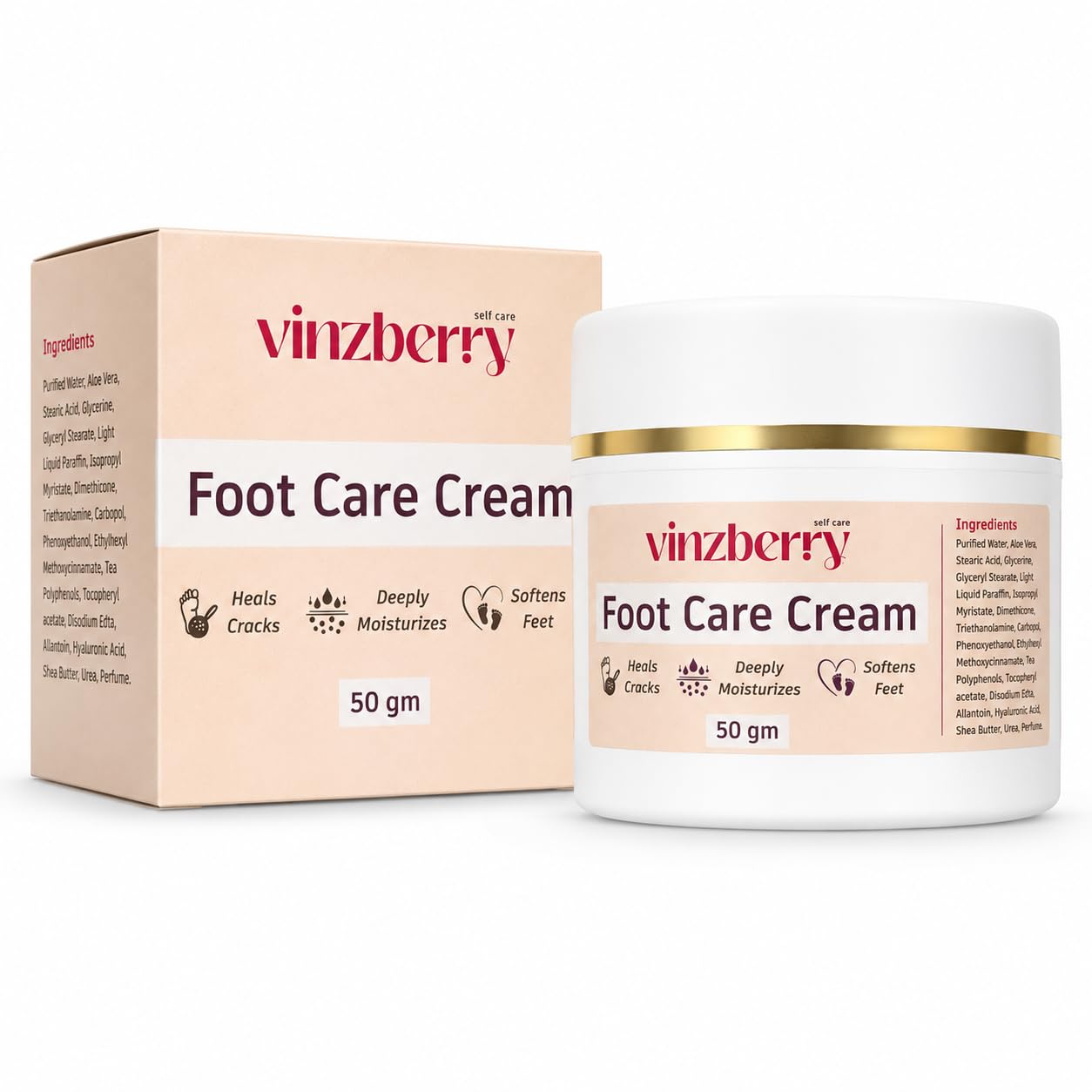 VINZBERRY Foot Care Cream | For Soft & Smooth Feet | For Men & Women - 50g (Pack of 1) (Ivory White, 50g New)-image-37