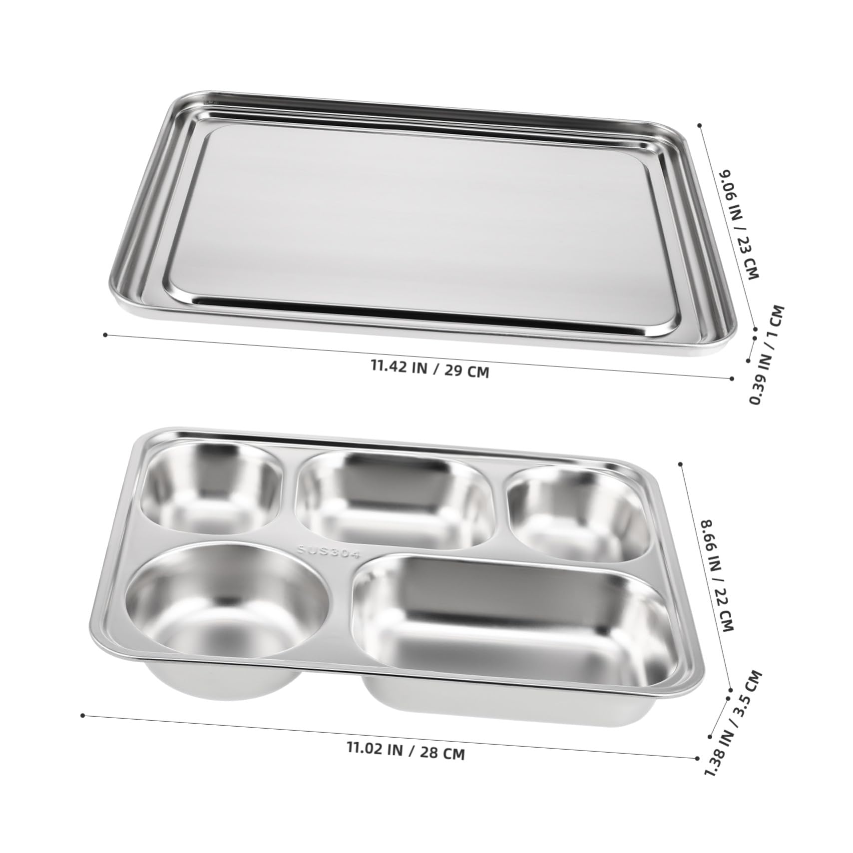 Plateau-Repas Compartimenté en Acier Inoxydable, Assiette Double sous-Grille pour Garçon et Filles, Repas en Cantine