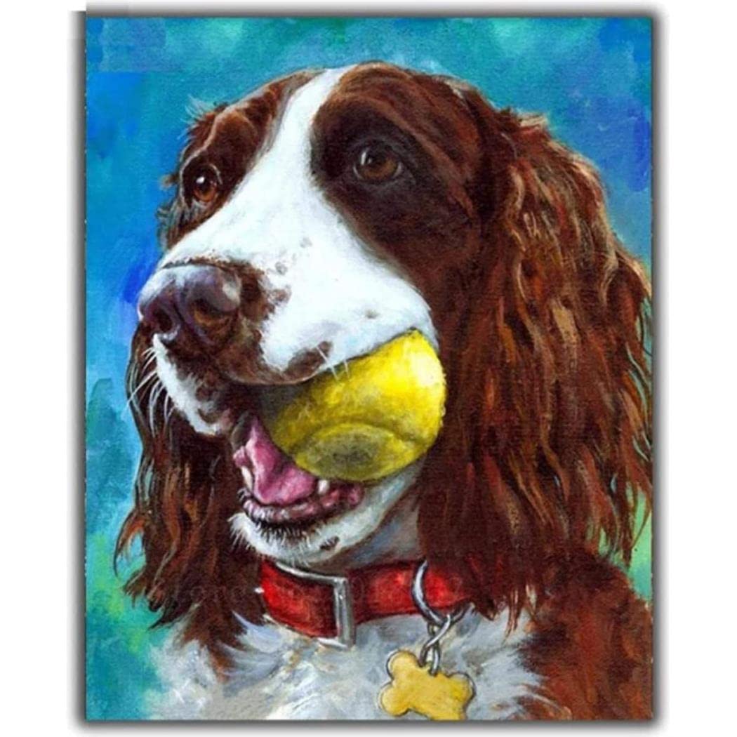 Nprzm H299 5D Diamond Painting Kits For Adults And Kids English Springer Spaniel Animal Dog Full Drill Round Diamond Art 30X40cm