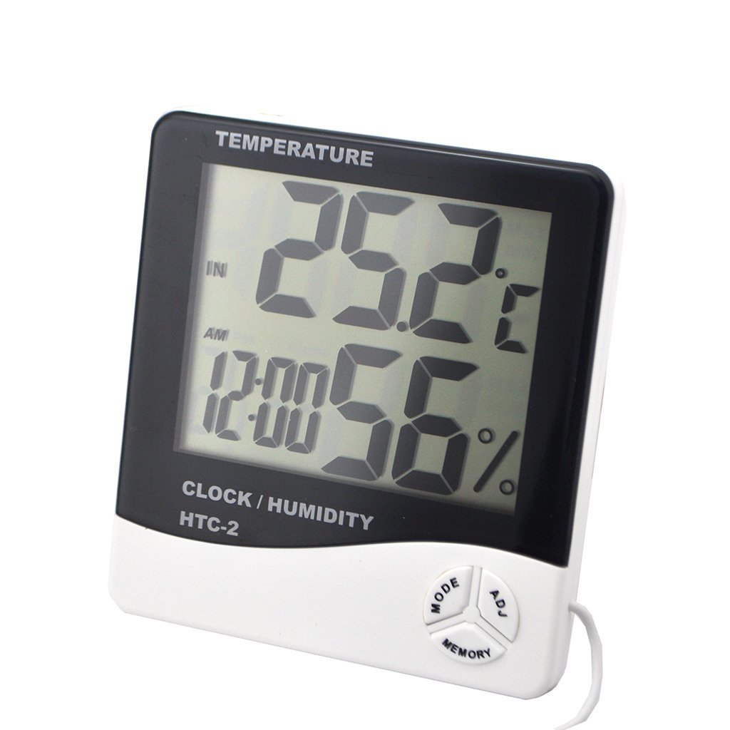 SAYKHUS Digital Hygrometer Thermometer Humidity Meter with Clock LCD Display HTC-1-image-29