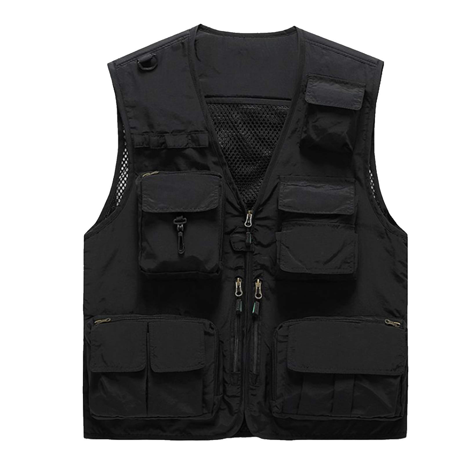 Men'S Multi Pocket Vest Fly Fishing Vest Mesh Waistcoat Outdoor Fishing Camping Outwear Breathable Mesh Casual Waistcoat,Black,4XL