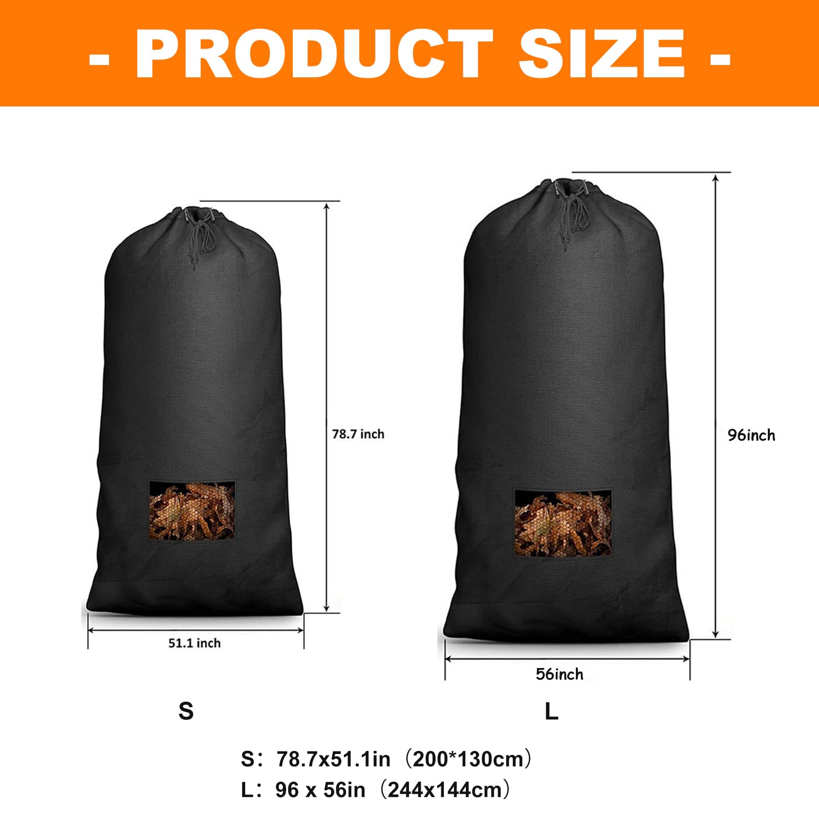 Bolsa de recogida de agujas de 79 pulgadas fabricada con tela universitaria 420D mejorada con capa impermeable de polietileno para mayor durabilidad.